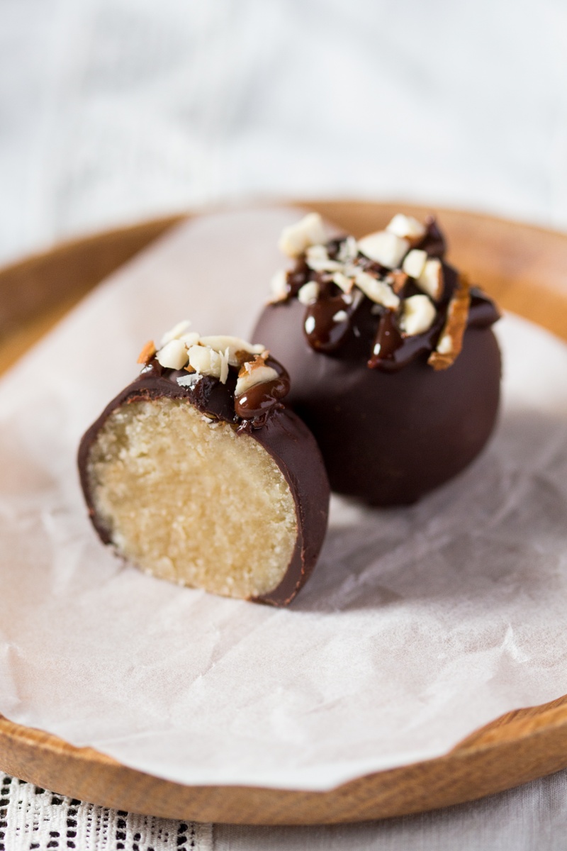 vegan marzipan truffles cross section