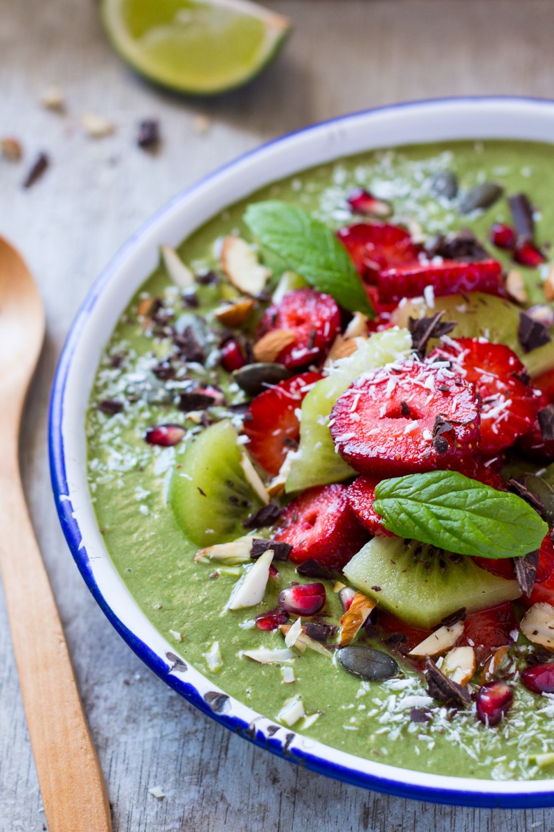 green smoothie bowl sideview