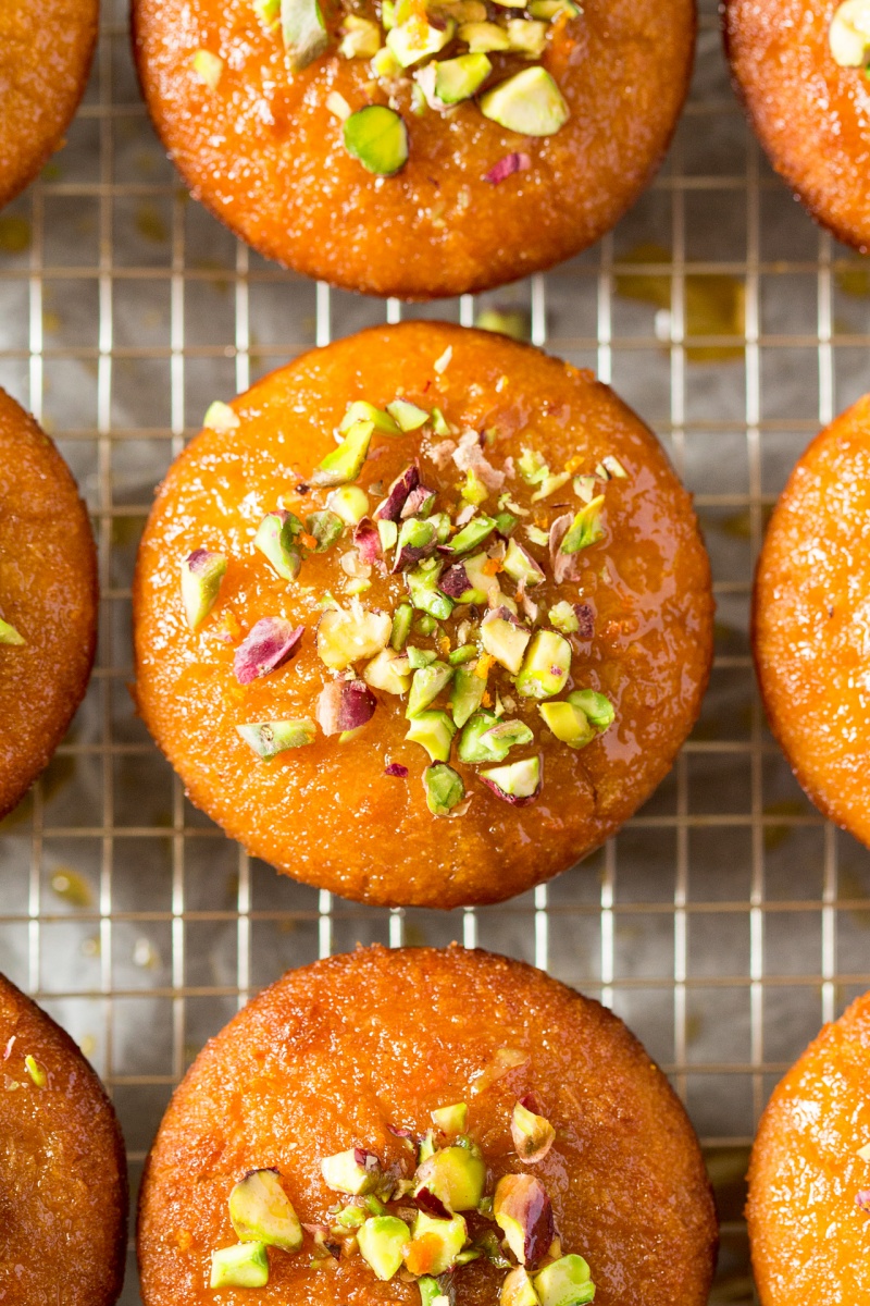 orange semolina cupcakes glazing and decorating