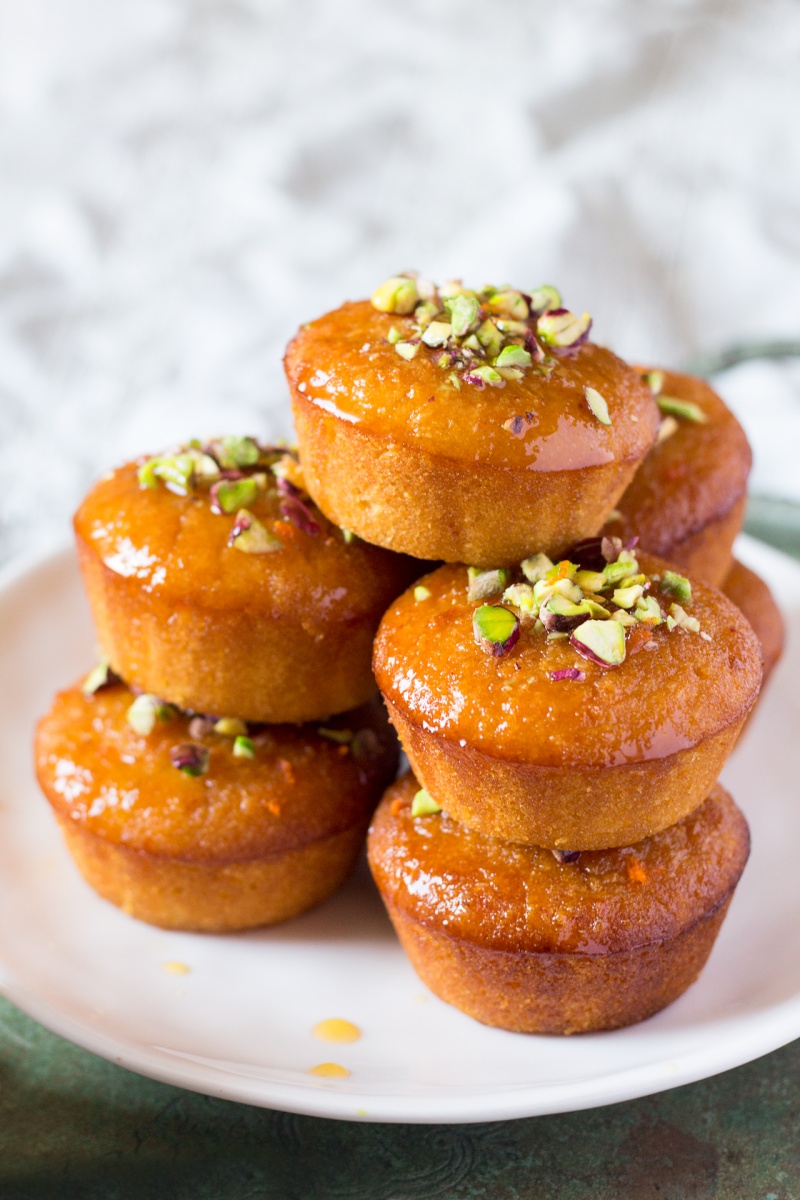 orange semolina cupcakes stack