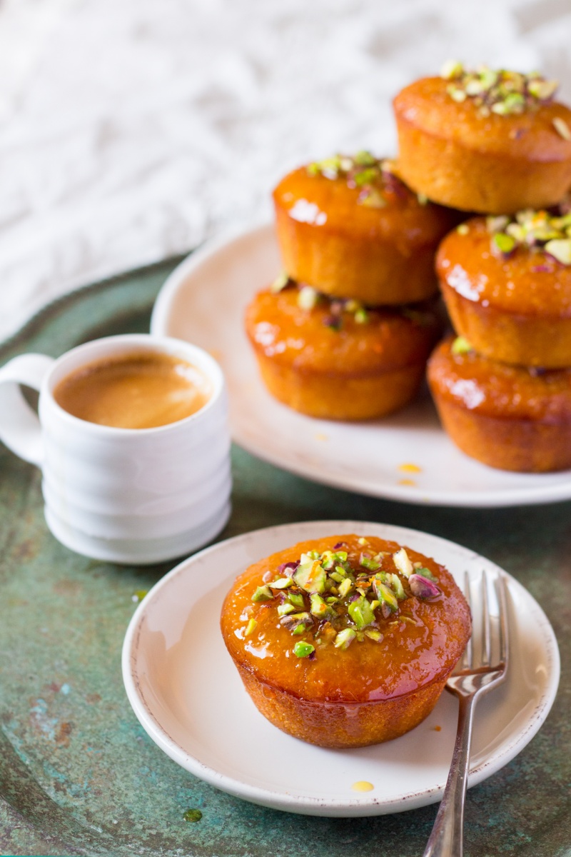 orange semolina cupcakes with coffee