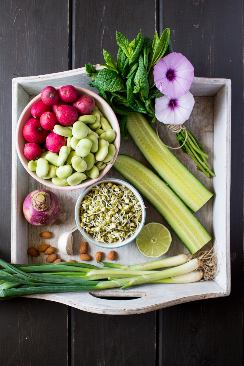 superfood bowl with mint pesto ingredients
