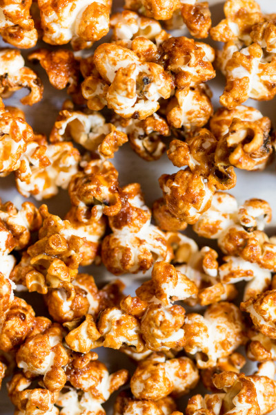 miso maple vegan popcorn close up