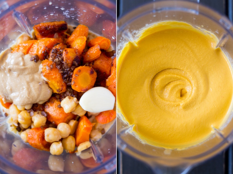 smoky carrot hummus making of