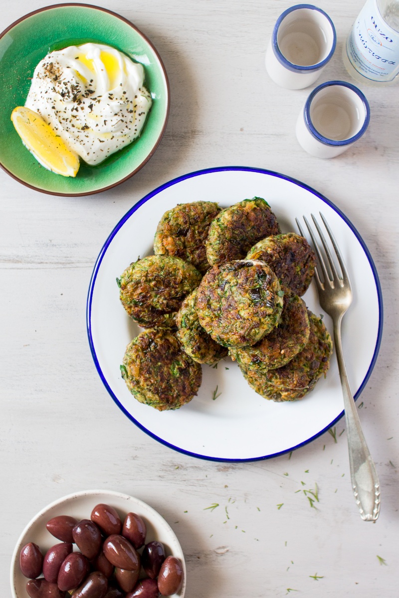 vegan greek zucchini fritters for lunch