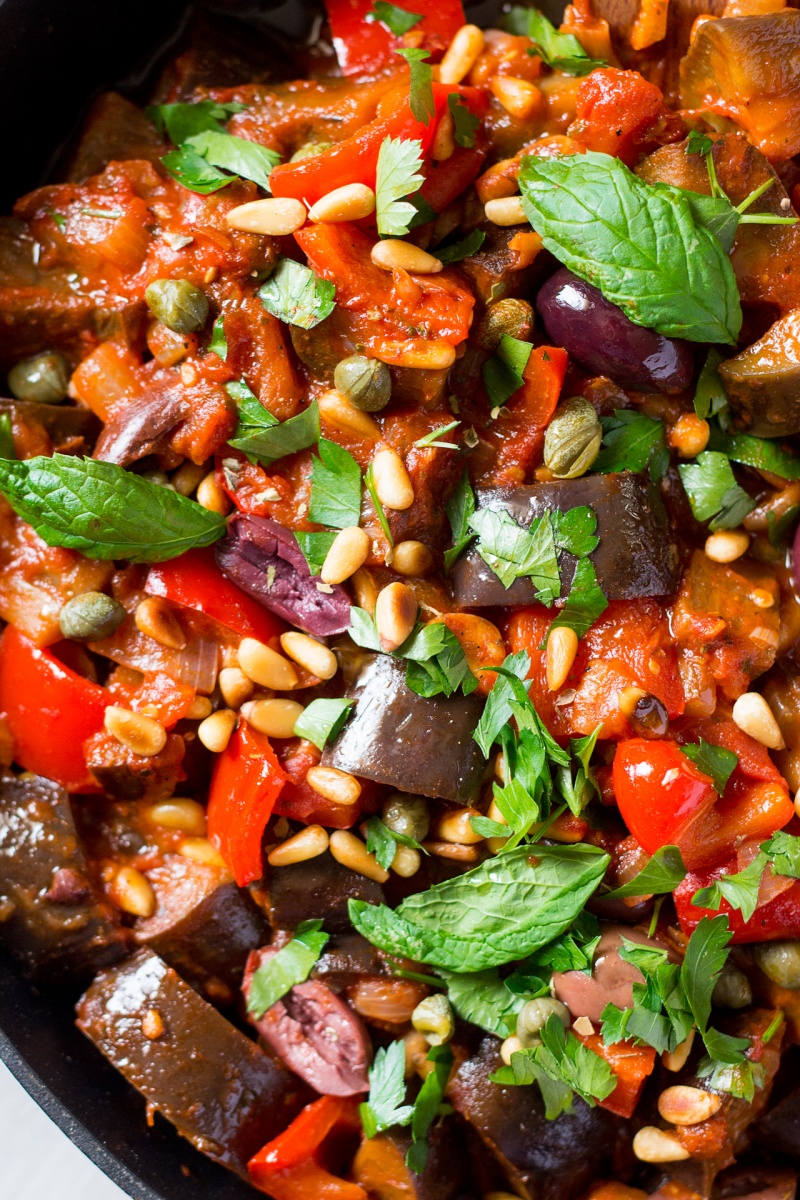 caponata siciliana close up