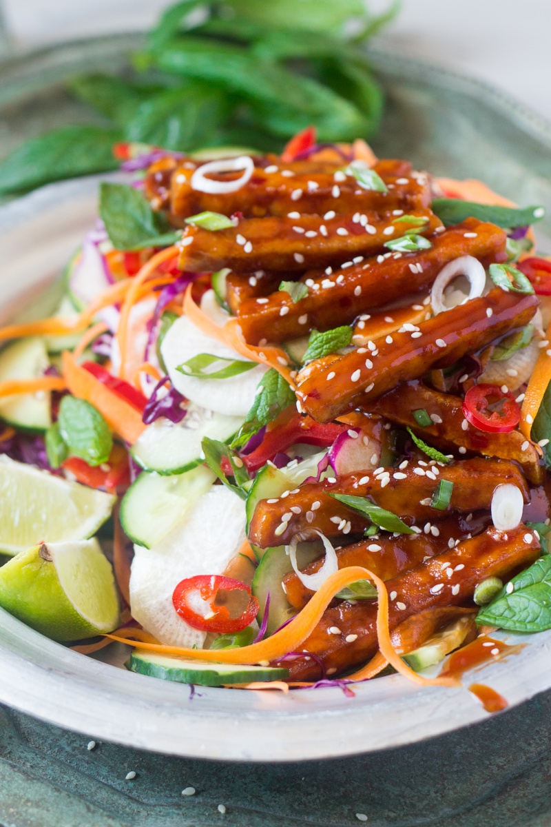 smoked maple tofu salad side