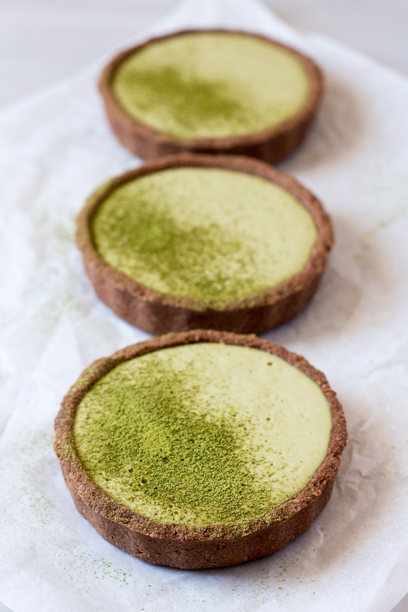 vegan matcha coconut tarts filled