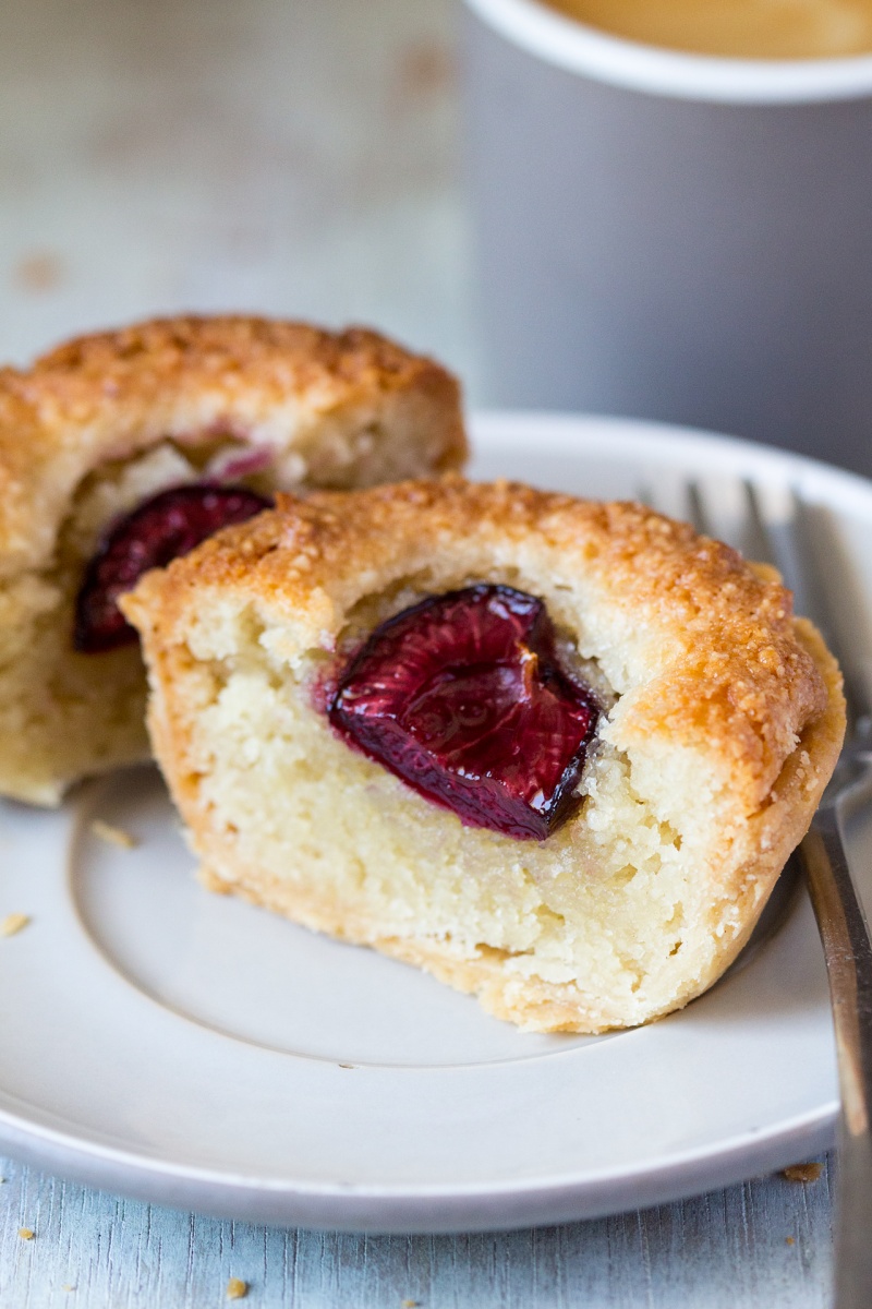 Vegan bakewell tarts cross section