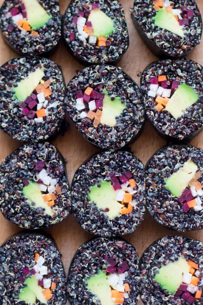 veggie quinoa sushi close up