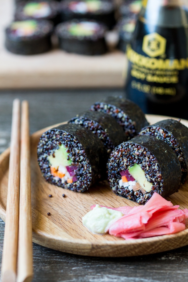 veggie quinoa sushi portion