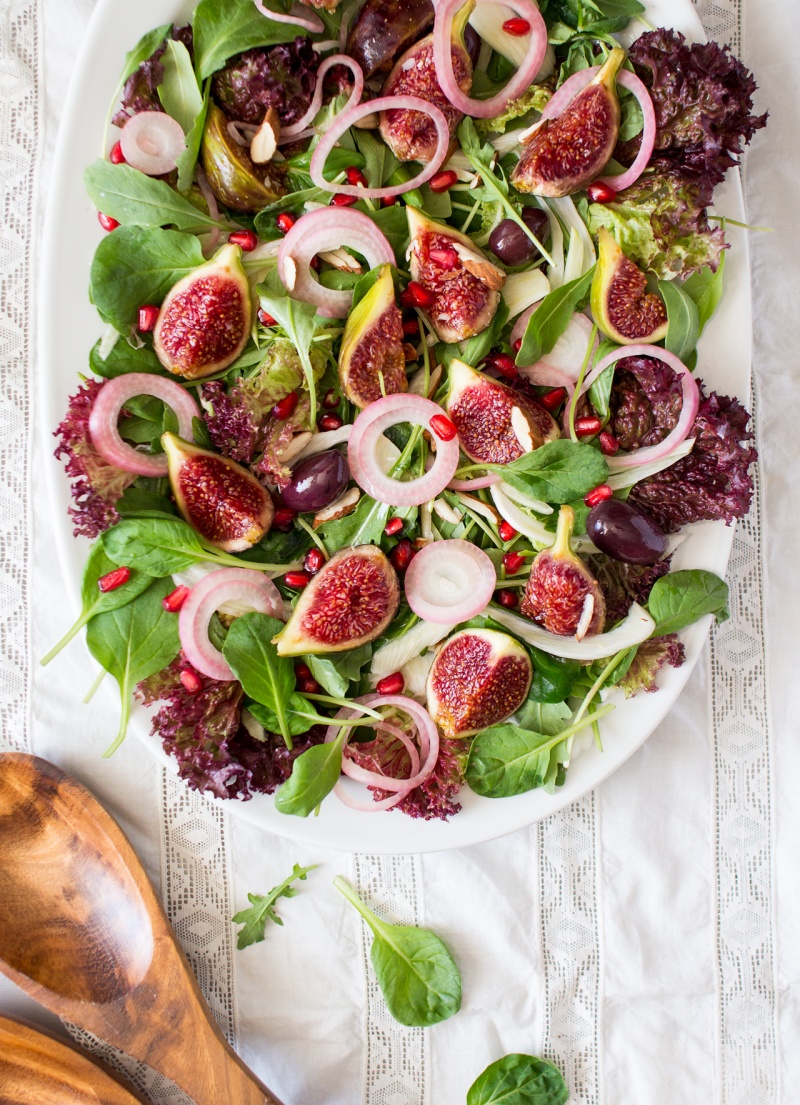 Fig and salad with ouzo dressing - Lazy Cat Kitchen