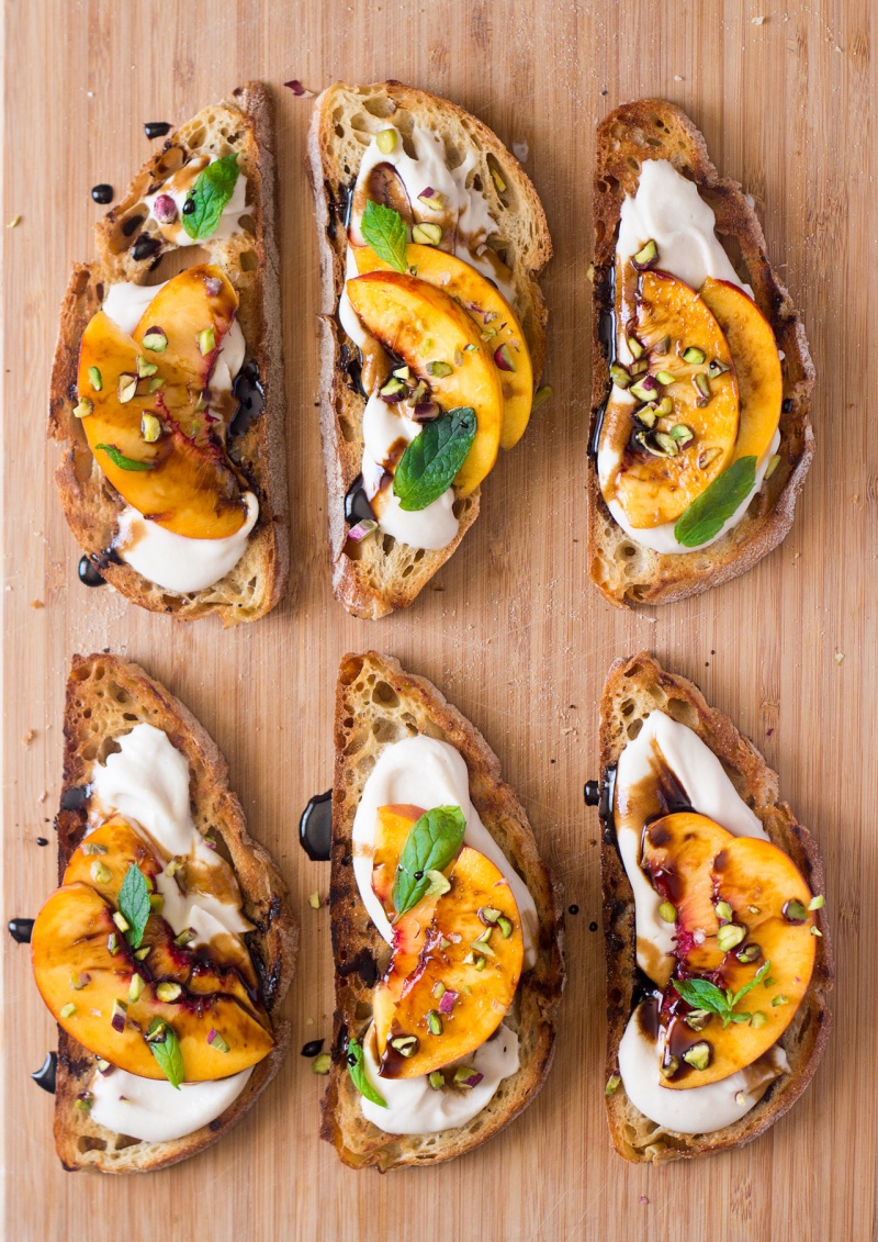 vegan crostini smoky white bean spread top down