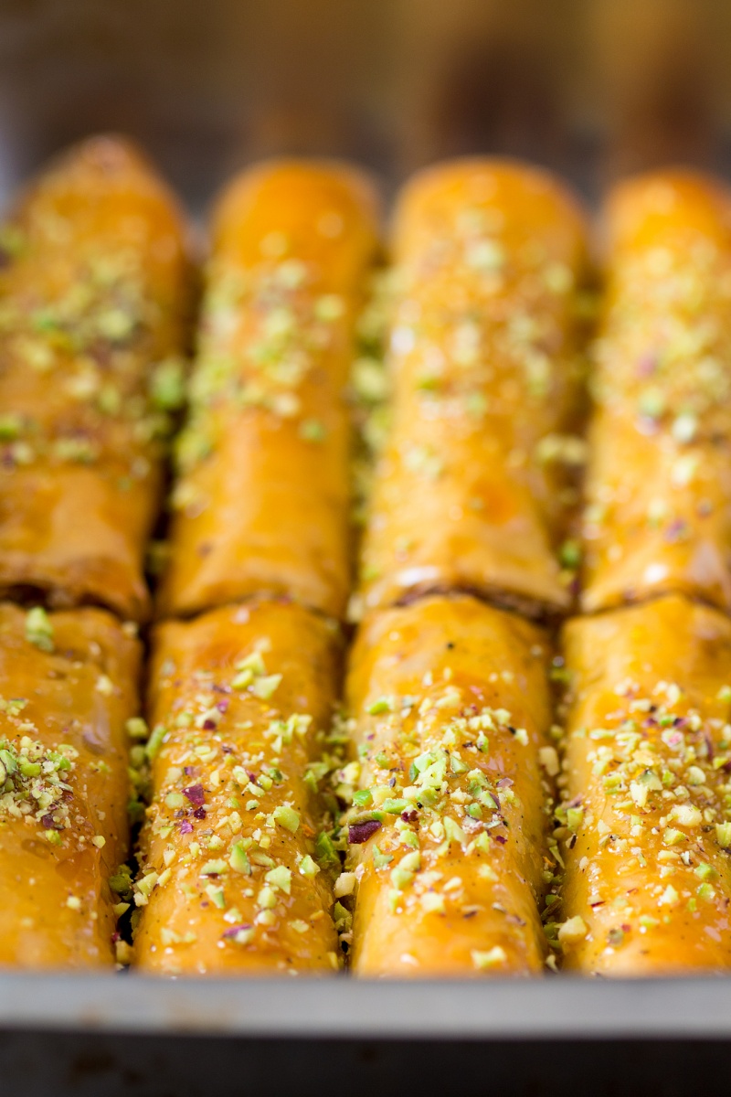 vegan baklava cigars close up