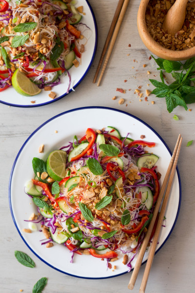 asian vermicelli salad with peanuts lunch