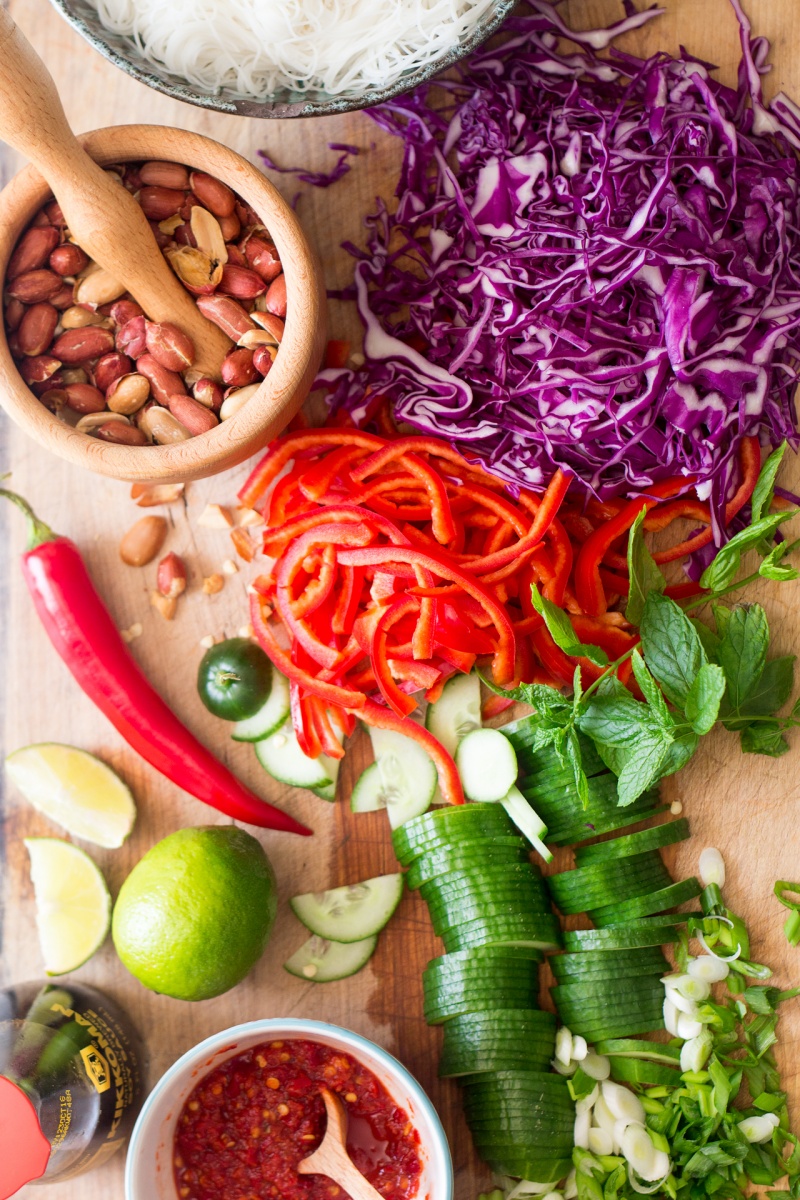 Asian vermicelli salad with peanuts - Lazy Cat Kitchen