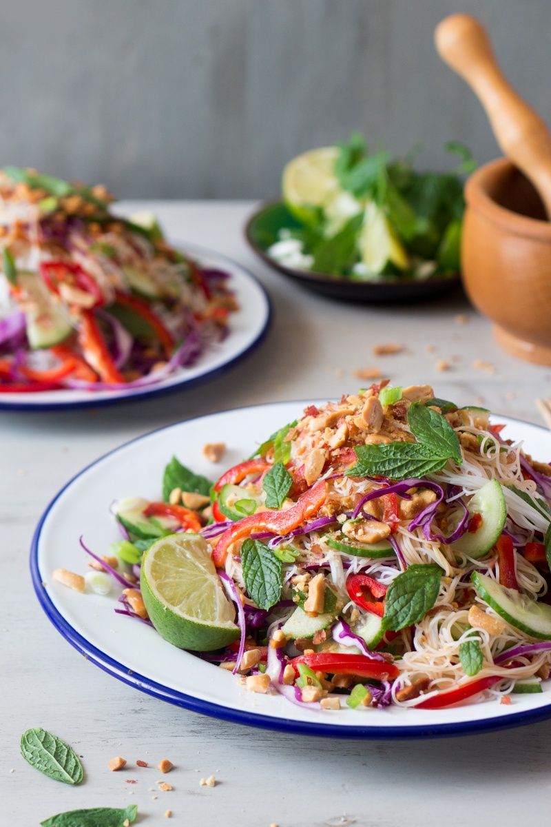 asian vermicelli salad with peanuts