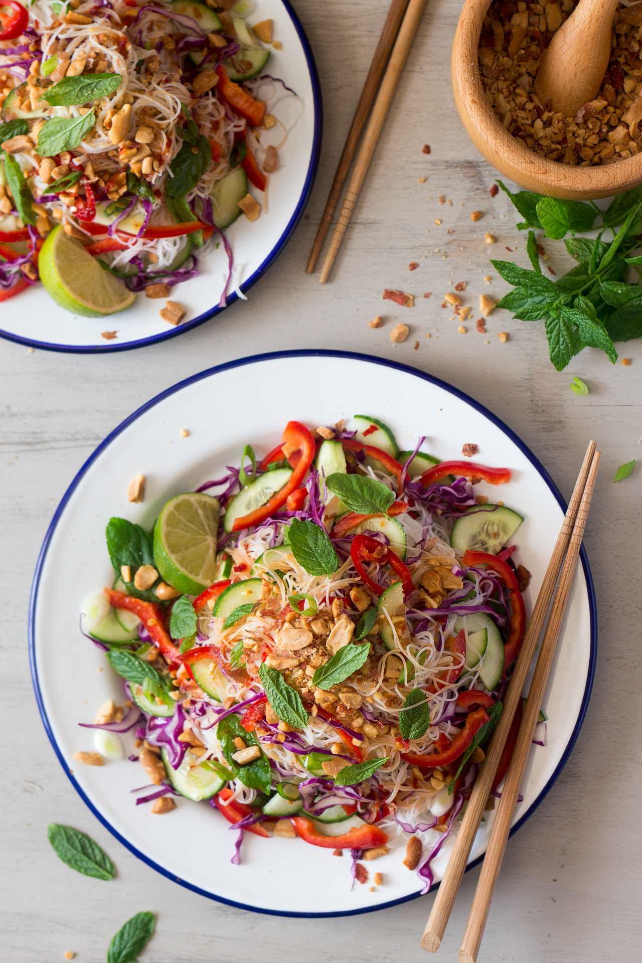 Asian vermicelli salad with peanuts - Lazy Cat Kitchen