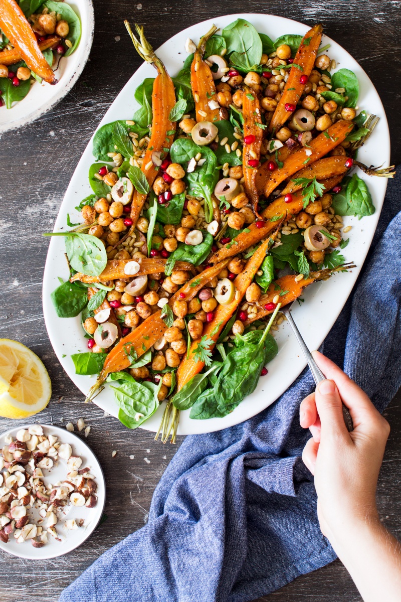 spiced carrot and chickpea salad top down