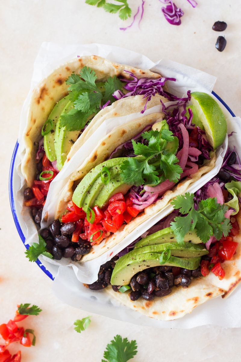 vegan black bean tacos three portion