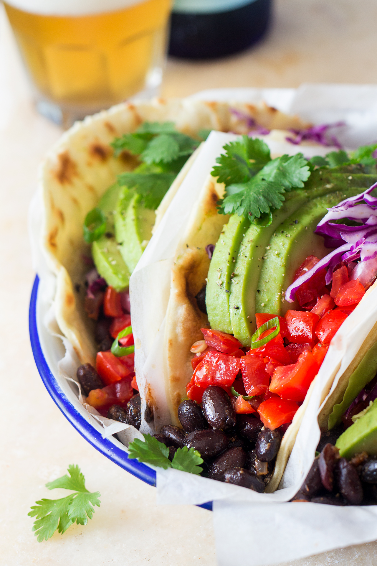 Vegan black bean tacos - Lazy Cat Kitchen