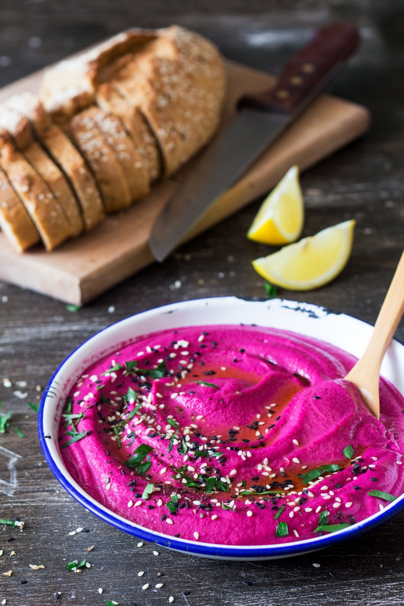 vegan beet hummus lunch