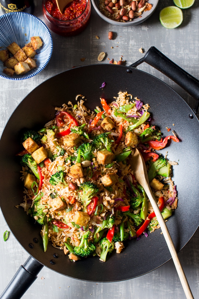 vegan nasi goreng in a wok