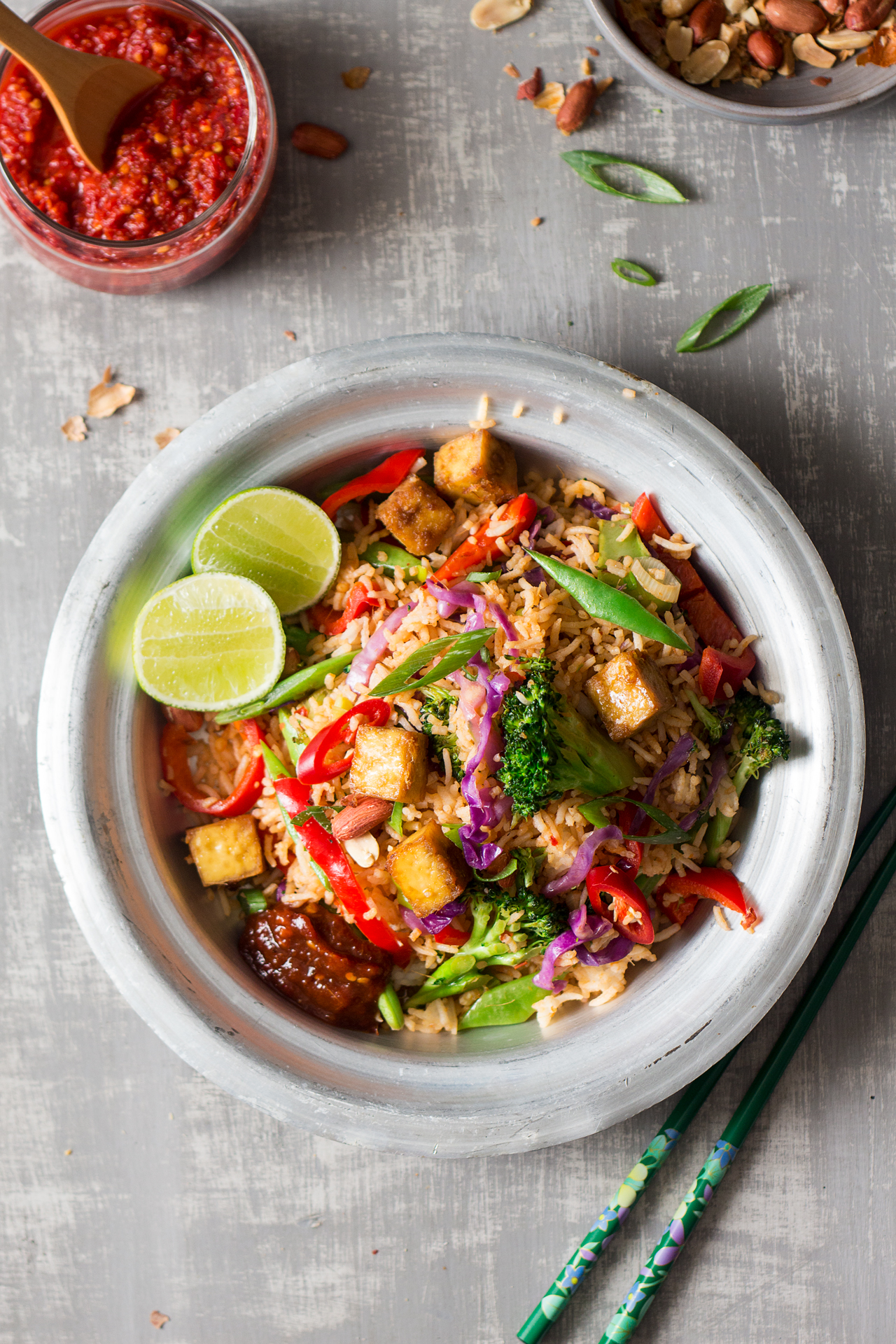 Vegan nasi goreng with ginger tofu - Lazy Cat Kitchen