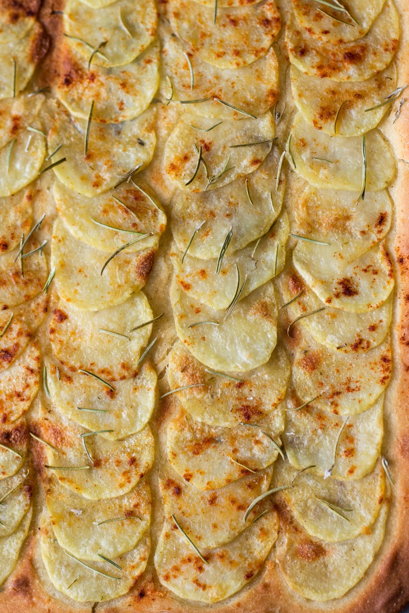 vegan potato pizza with rosemary