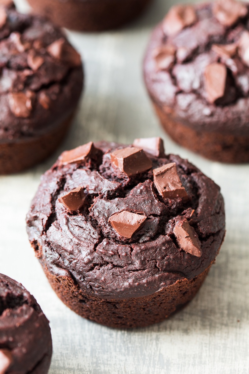 vegan chocolate chilli muffins close up