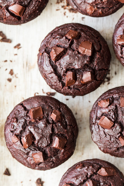 vegan chocolate chilli muffins top down