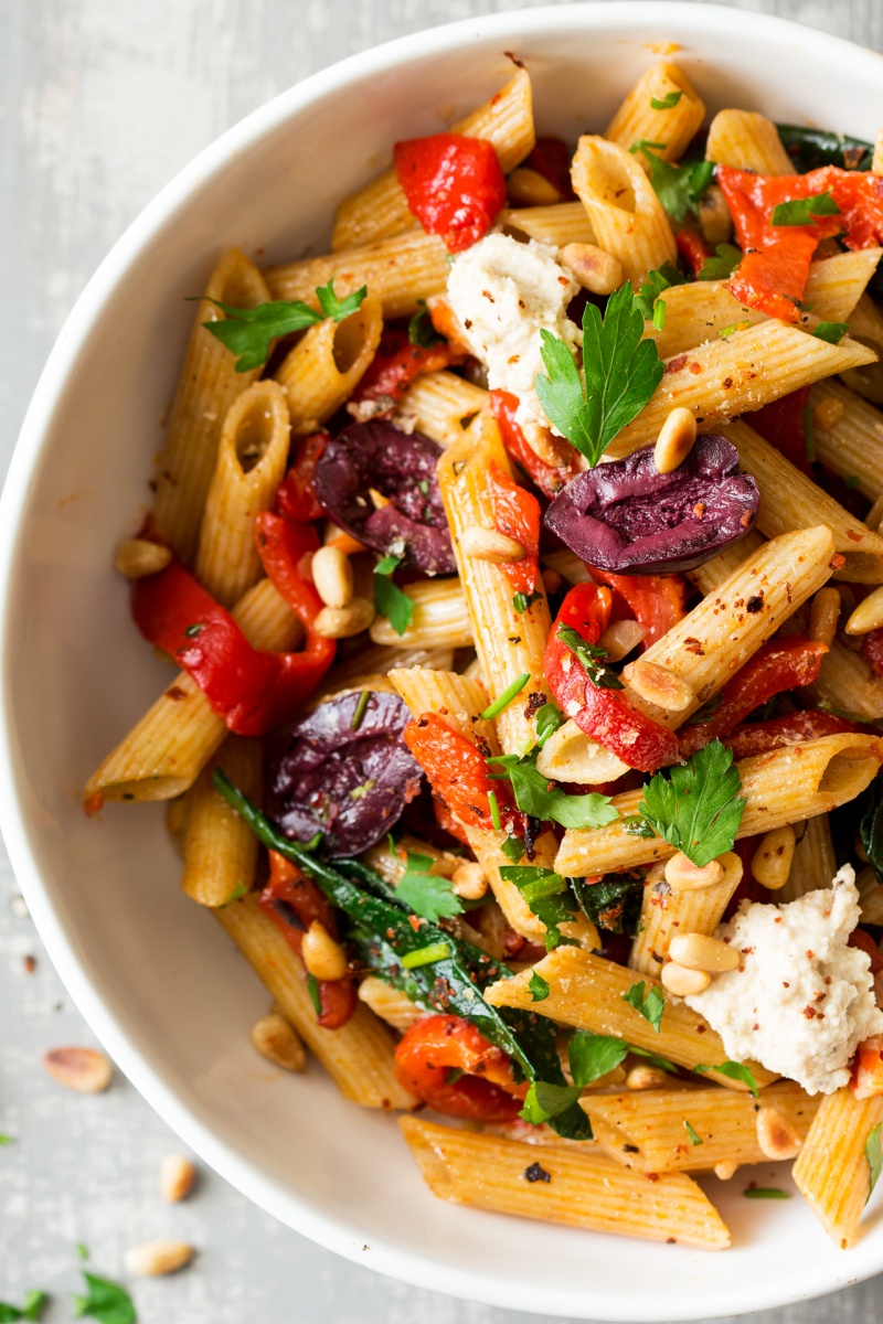 vegan red pepper pasta ingredients macro