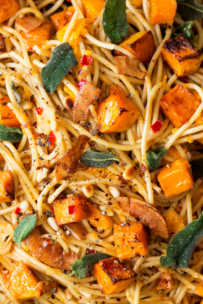 Vegan pumpkin pasta with sage and coconut bacon - Lazy Cat Kitchen