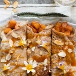 Eggless crêpes with cinnamon apples and caramel-image