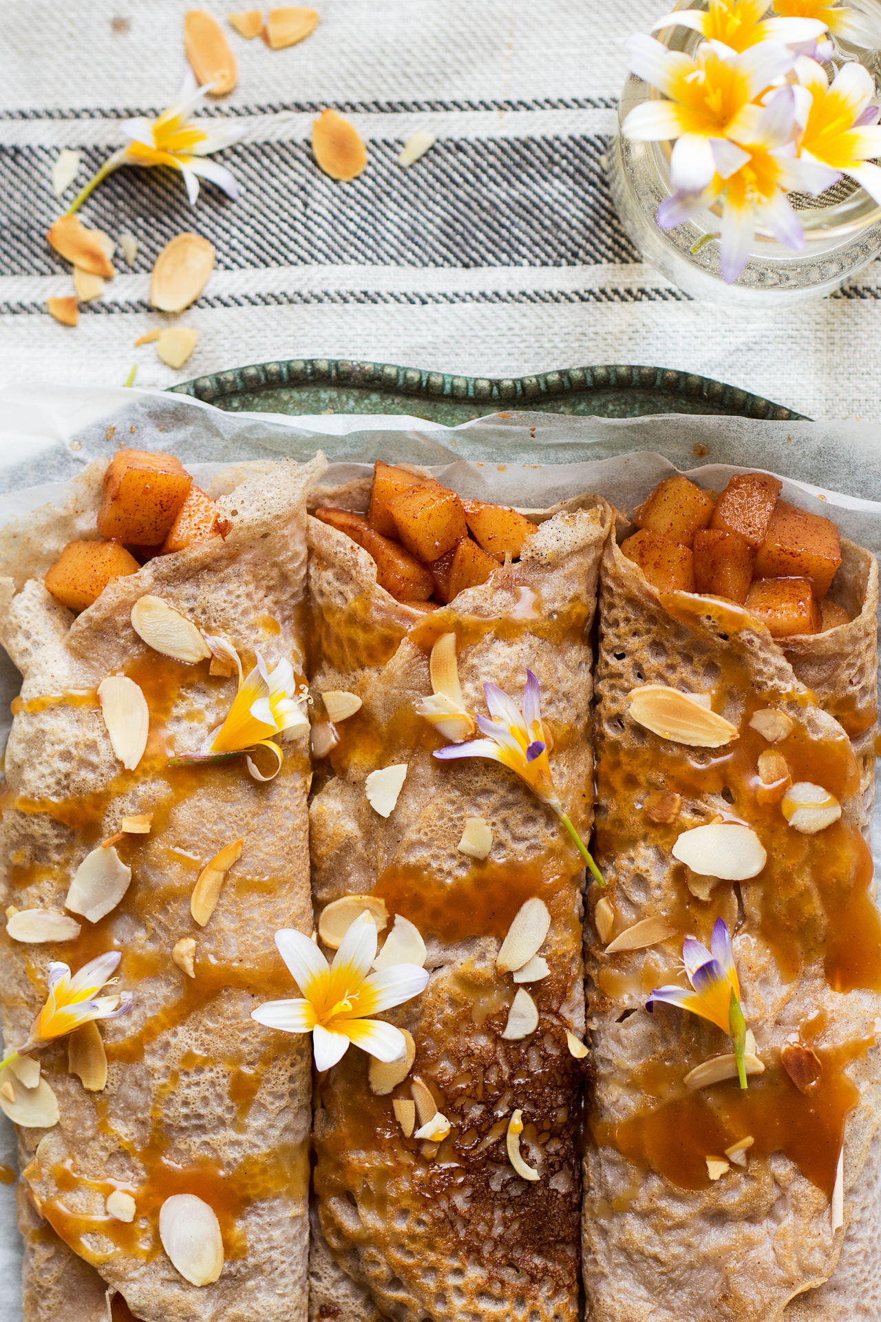 Eggless crêpes with cinnamon apples and caramel - Lazy Cat Kitchen