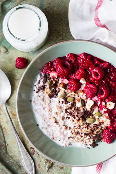 glutenfree porridge with raspberries