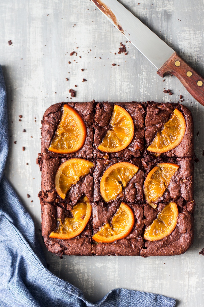 gooey chocolate brownies orange cut