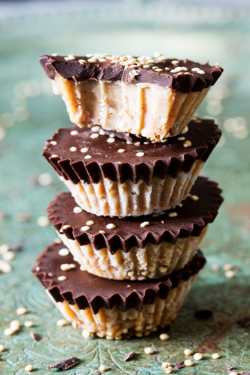 miso peanut butter fudge cups crosssection