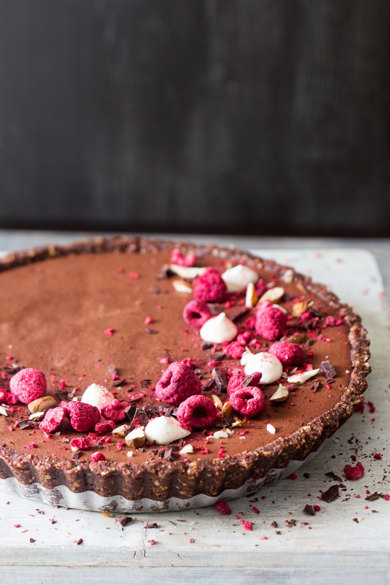 vegan chocolate mousse tart side view