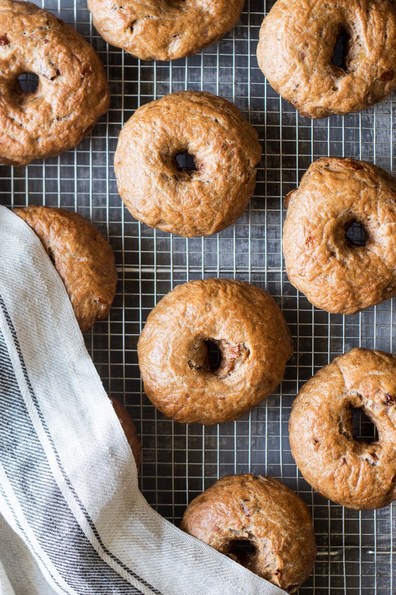 cinnamon raisin bagels top down