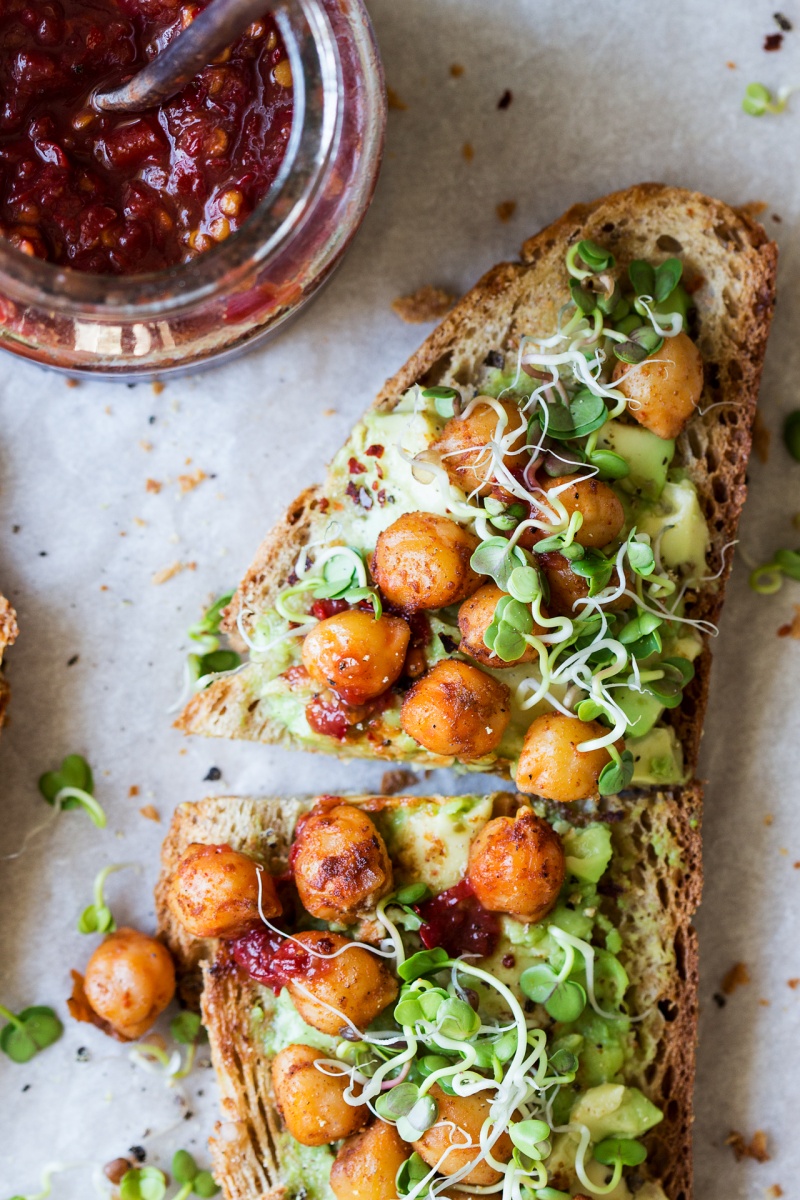 vegan avocado toast close up