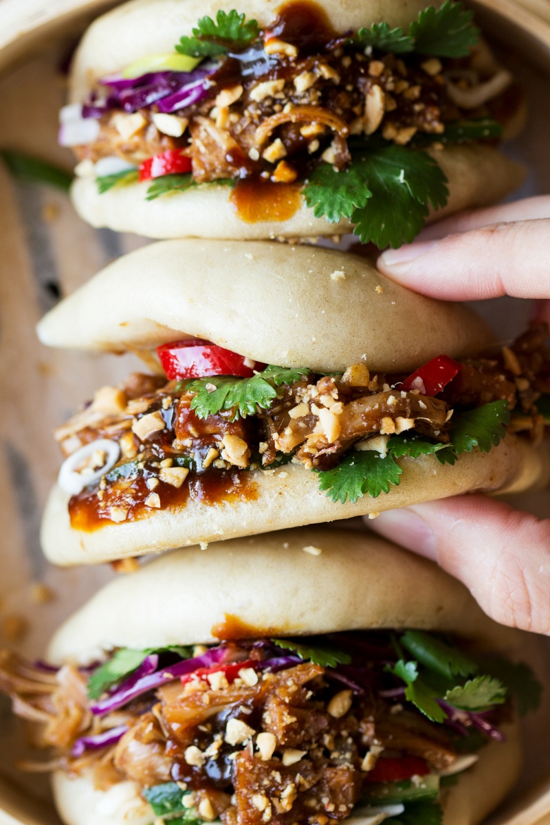 vegan bao buns filled