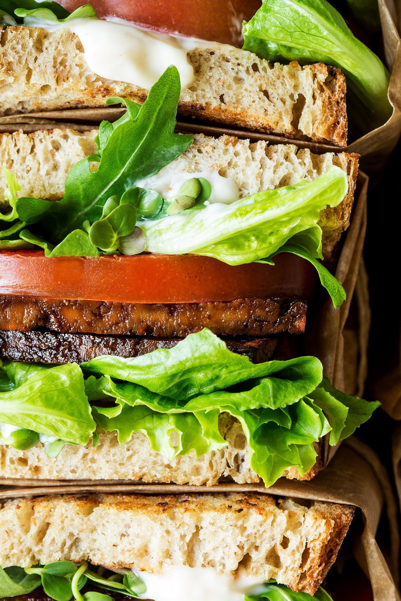 Vegan BLT sandwich with aquafaba mayo - Lazy Cat Kitchen