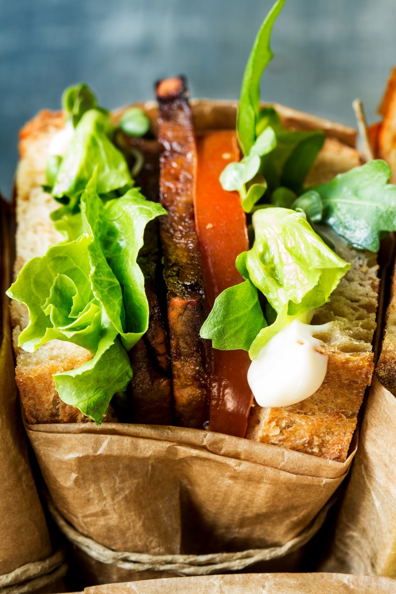 Vegan BLT sandwich with aquafaba mayo - Lazy Cat Kitchen