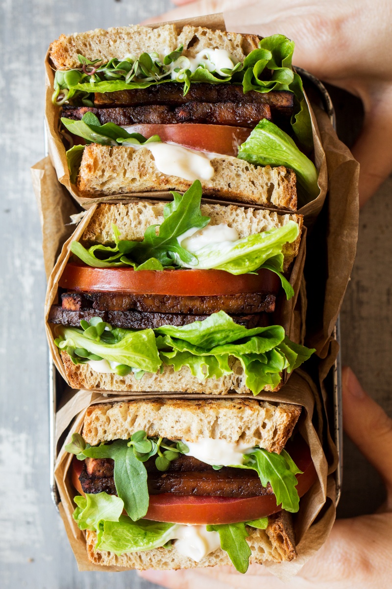 vegan blt sandwich three