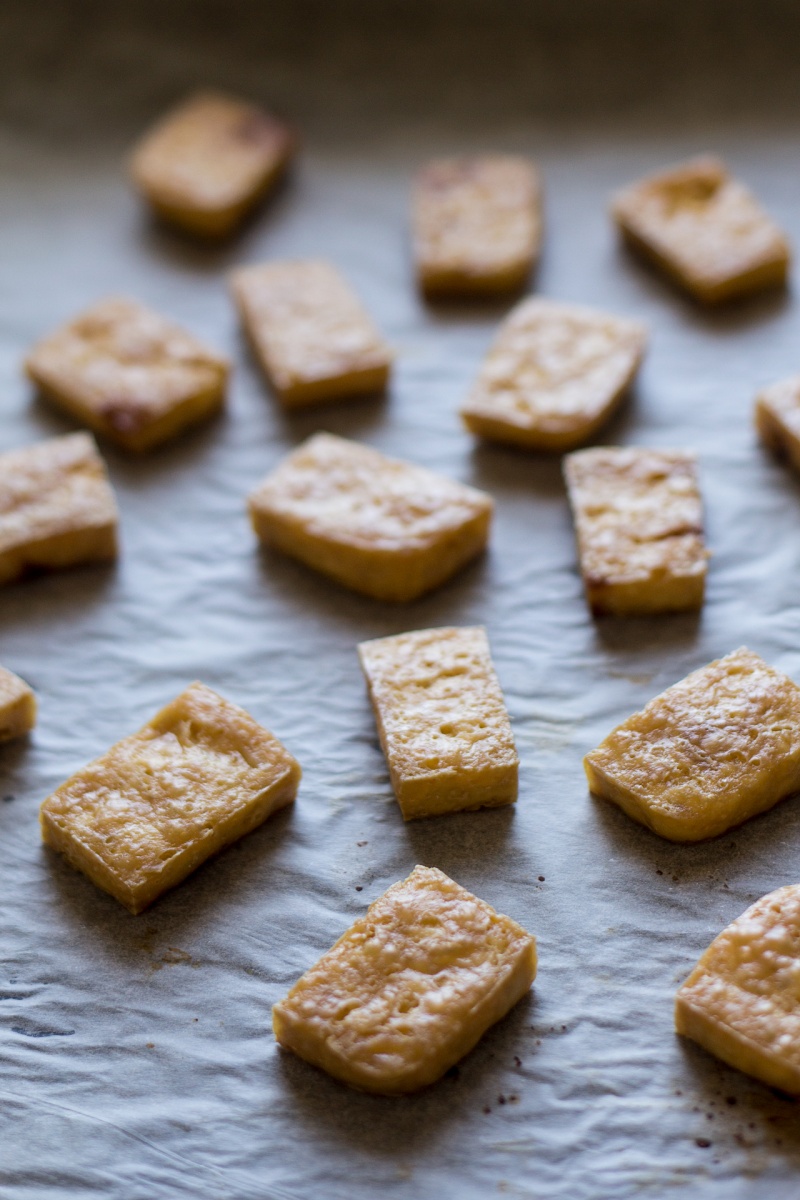 asian slaw baked tofu before marinating