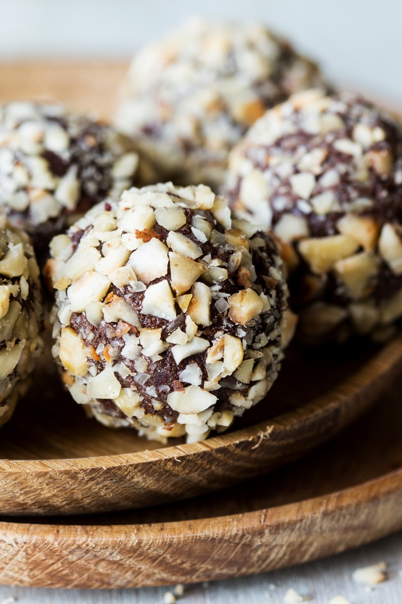 vegan homemade ferrero rocher close up