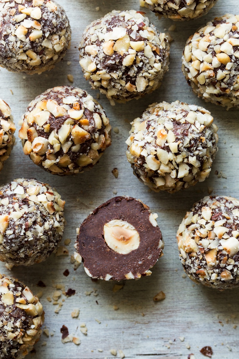 vegan homemade ferrero rocher cross section