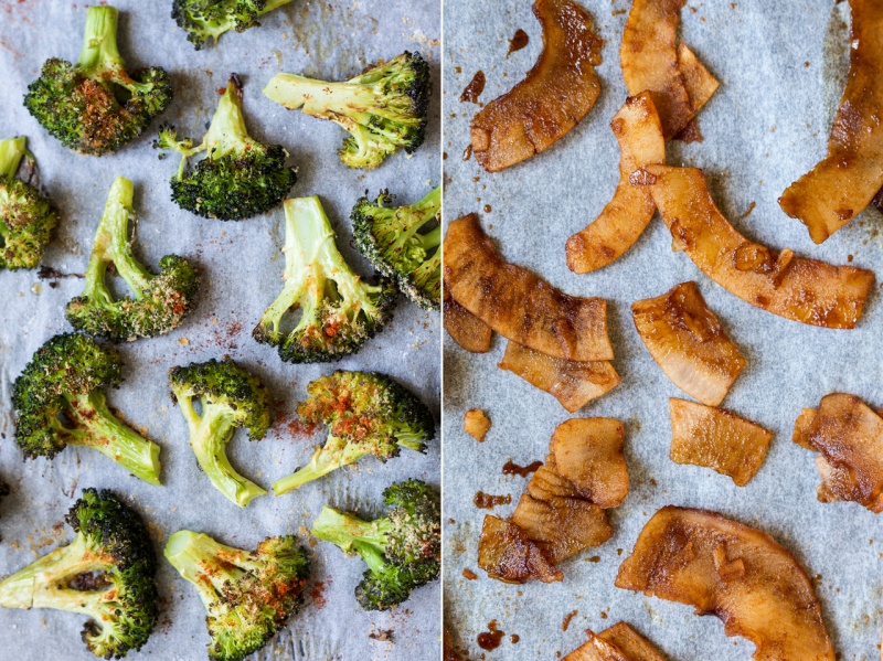 charred broccoli vegan bacon