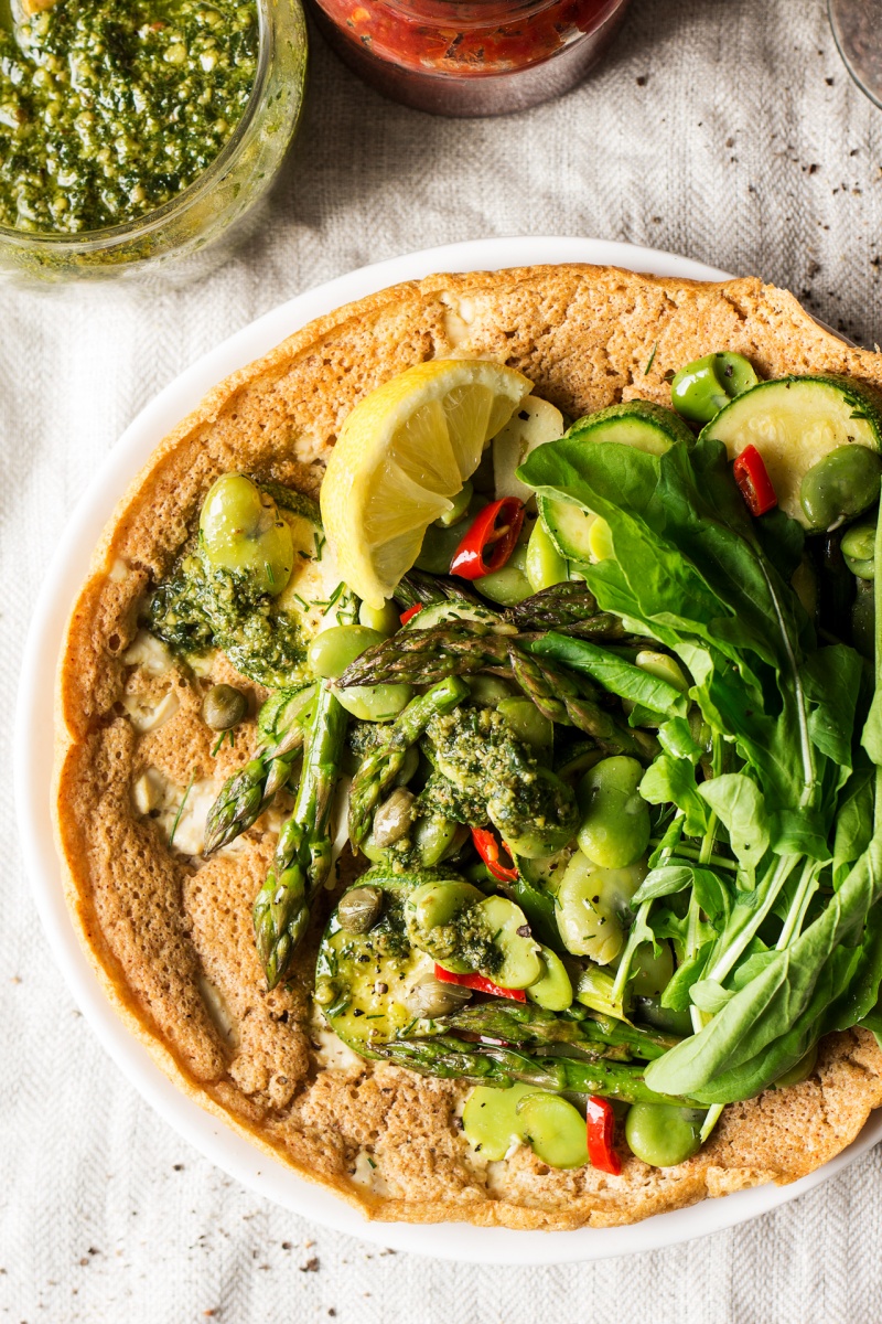 vegan chickpea pancake close